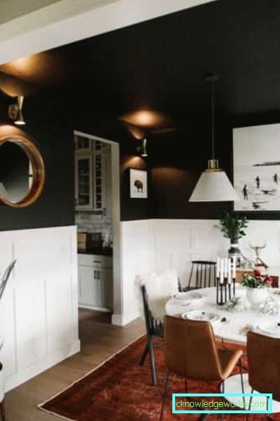 Црно-бела кујна - фотографии на внатрешни дизајни и комбинација на бои