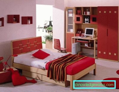 354-црвена спална соба - фото идеи
